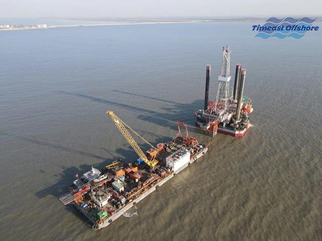 冀東油田（新建導管架和海上簡易生產平台的安裝）項目進展順利